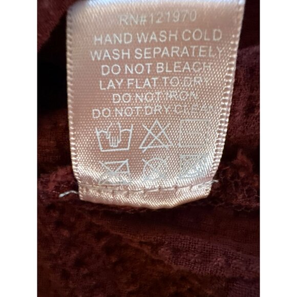 Lovecolette Rust 100% Cotton Textured Long Sleeve V-Neck Blouse Size Large - Picture 5 of 7